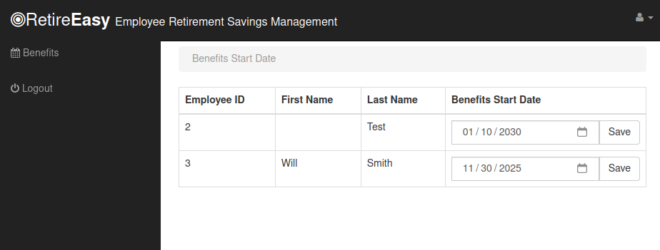 Benefits page opened with a non-privileged session